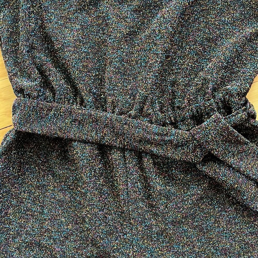 Nine West multi-color metallic sparkle elastic waist/tie belt jumpsuit. Small. - Picture 4 of 7